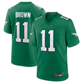 Yuxns P.Eagles #11 A.J. Brown Green Alternate Game Player Jersey Stitched American Stitched Jerseys