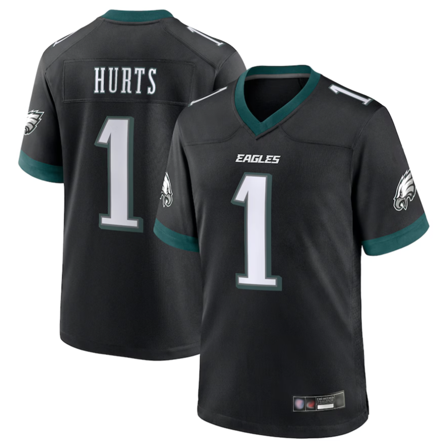 Yuxns P.Eagles #1 Jalen Hurts Player Black Game Baseball Stitched Jerseys