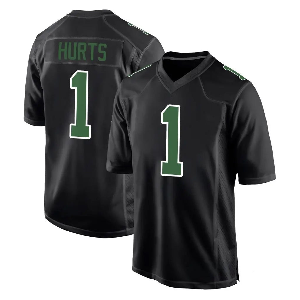 Yuxns P.Eagles #1 Jalen Hurts Player Carbon Green Fashion Home Game Stitched Jerseys