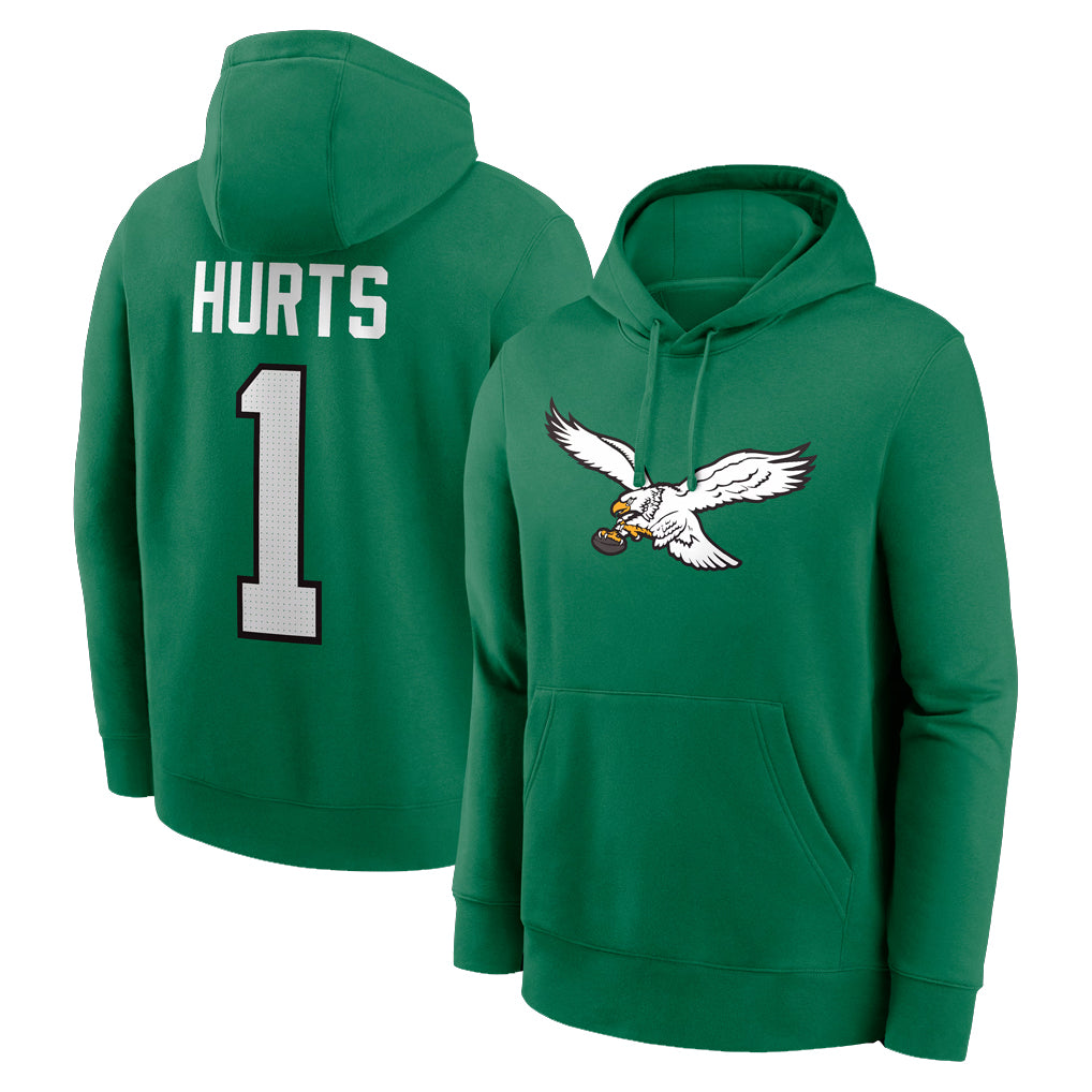 Yuxns P.Eagles #1 Jalen Hurts Player Green Pullover Hoodies Home Game Stitched Jerseys