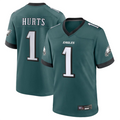 Yuxns P.Eagles #1 Jalen Hurts Player Midnight Green Game Baseball Stitched Jerseys