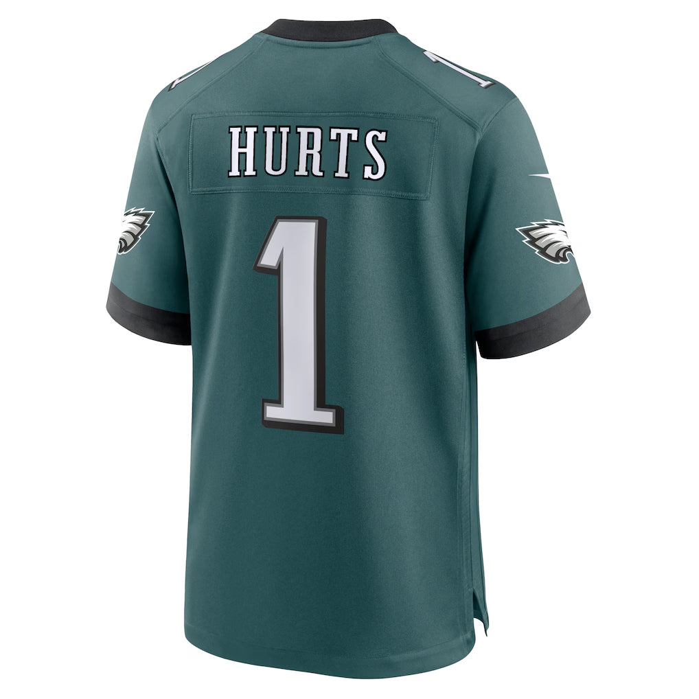 Yuxns P.Eagles #1 Jalen Hurts Player Midnight Green Home Game Stitched Jerseys