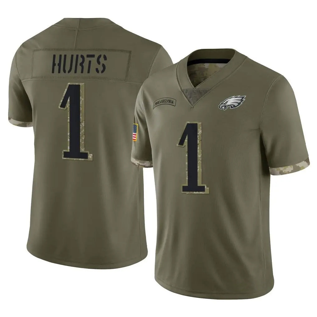 Yuxns P.Eagles #1 Jalen Hurts Player Olive Salute To Service Limited Stitched Jerseys