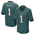 Yuxns P.Eagles #1 Jalen Hurts Player Team Color Green Home Game Stitched Jerseys