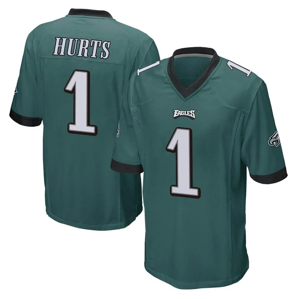 Yuxns P.Eagles #1 Jalen Hurts Player Team Color Green Home Game Stitched Jerseys