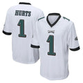 Yuxns P.Eagles #1 Jalen Hurts Player White Home Game Stitched Jerseys
