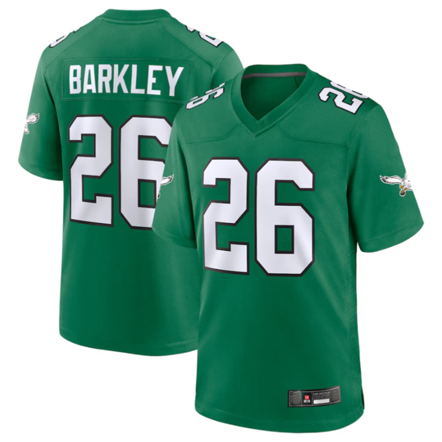 Yuxns P.Eagles #26 Saquon Barkley Green Alternate Game Jersey Stitched American Stitched Jerseys