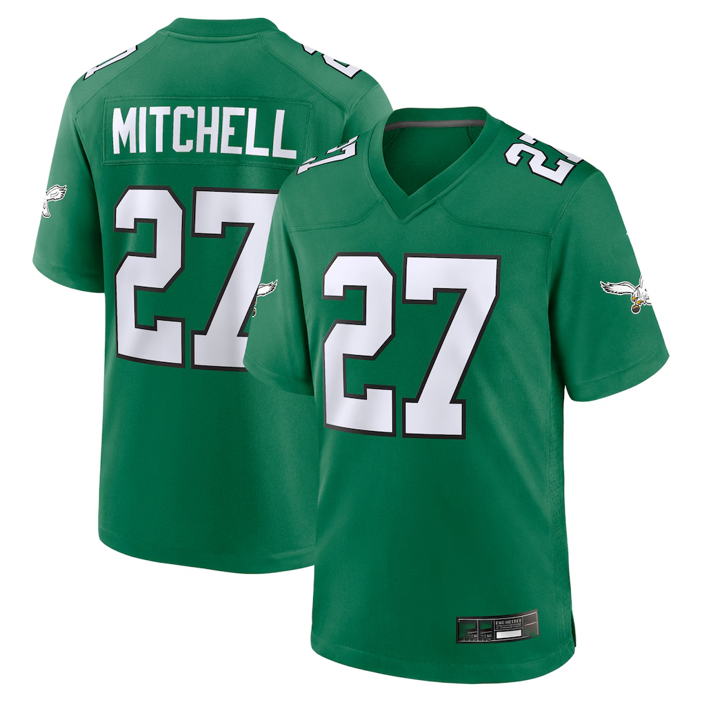 Yuxns P.Eagles #27 Quinyon Mitchell Kelly Green Alternate Game Stitched Jerseys
