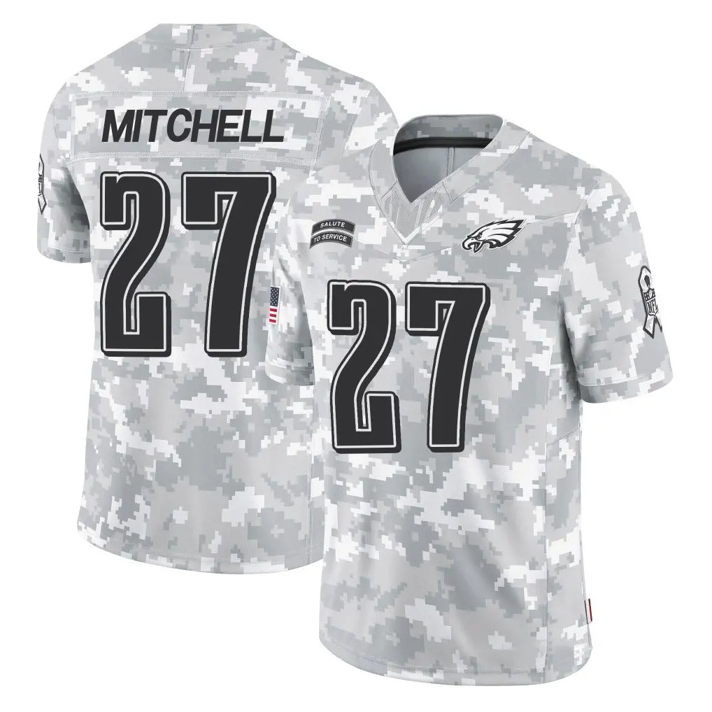 Yuxns P.Eagles #27 Quinyon Mitchell Player Arctic Camo Salute to Service Limited Game Stitched Jerseys
