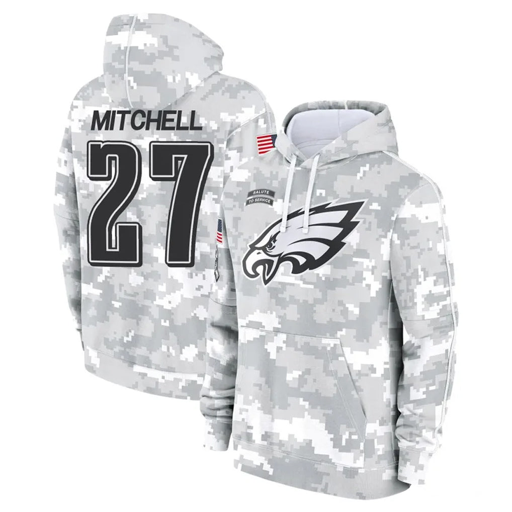 Yuxns P.Eagles #27 Quinyon Mitchell Player Arctic Camo Salute to Service Pullover Hoodies Limited Game Stitched Jerseys