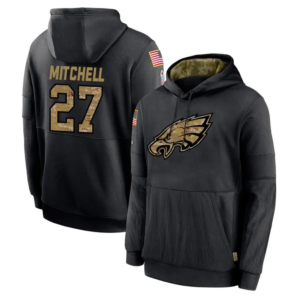 Yuxns P.Eagles #27 Quinyon Mitchell Player Black Salute to Service Hoodies Limited Game Stitched Jerseys