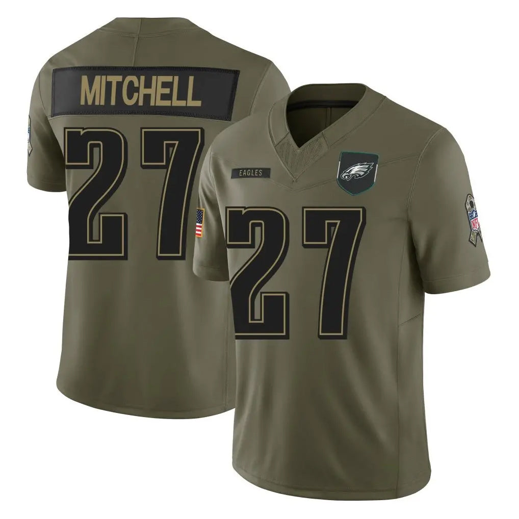Yuxns P.Eagles #27 Quinyon Mitchell Player Olive 2025 Salute To Service Limited Stitched Jerseys