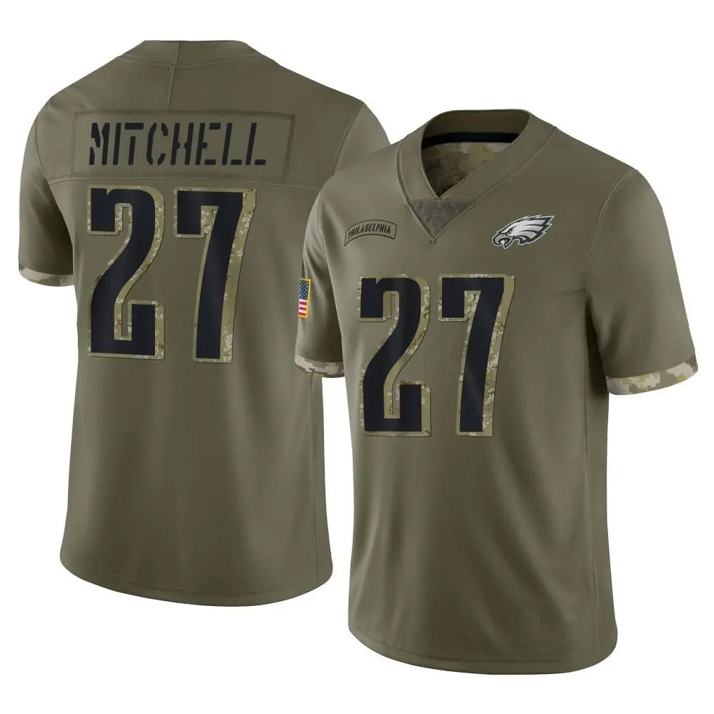 Yuxns P.Eagles #27 Quinyon Mitchell Player Olive Salute To Service Limited Stitched Jerseys