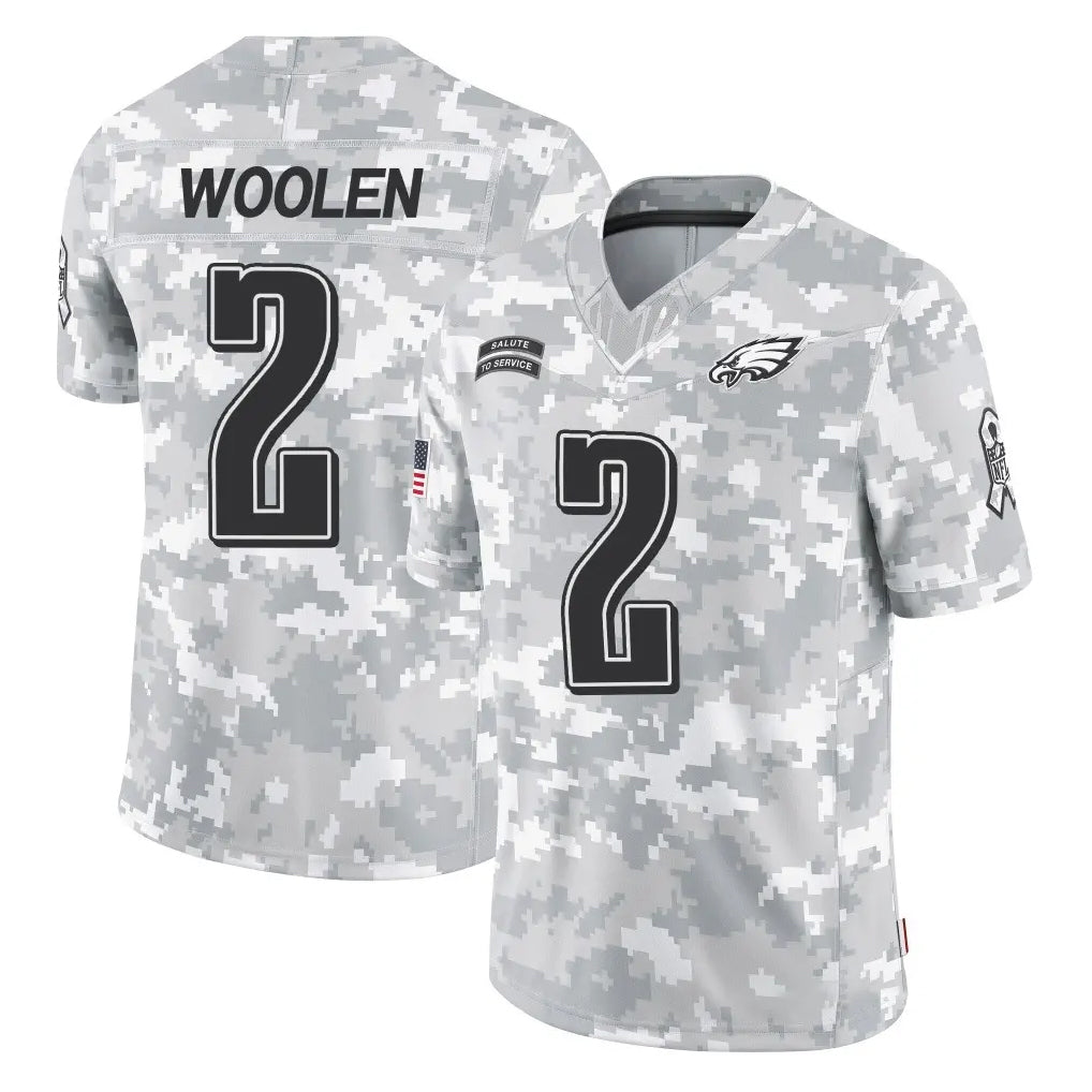 Yuxns P.Eagles #2 Riq Woolen Player Arctic Camo Salute to Service Limited Game Stitched Jerseys
