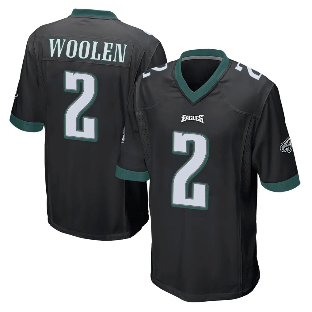 Yuxns P.Eagles #2 Riq Woolen Player Black Home Game Stitched Jerseys