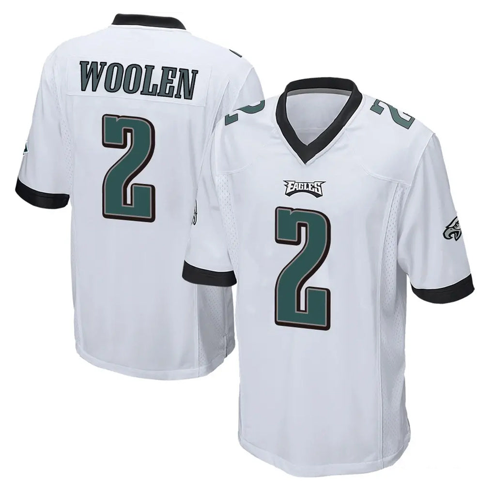 Yuxns P.Eagles #2 Riq Woolen Player White Home Game Stitched Jerseys