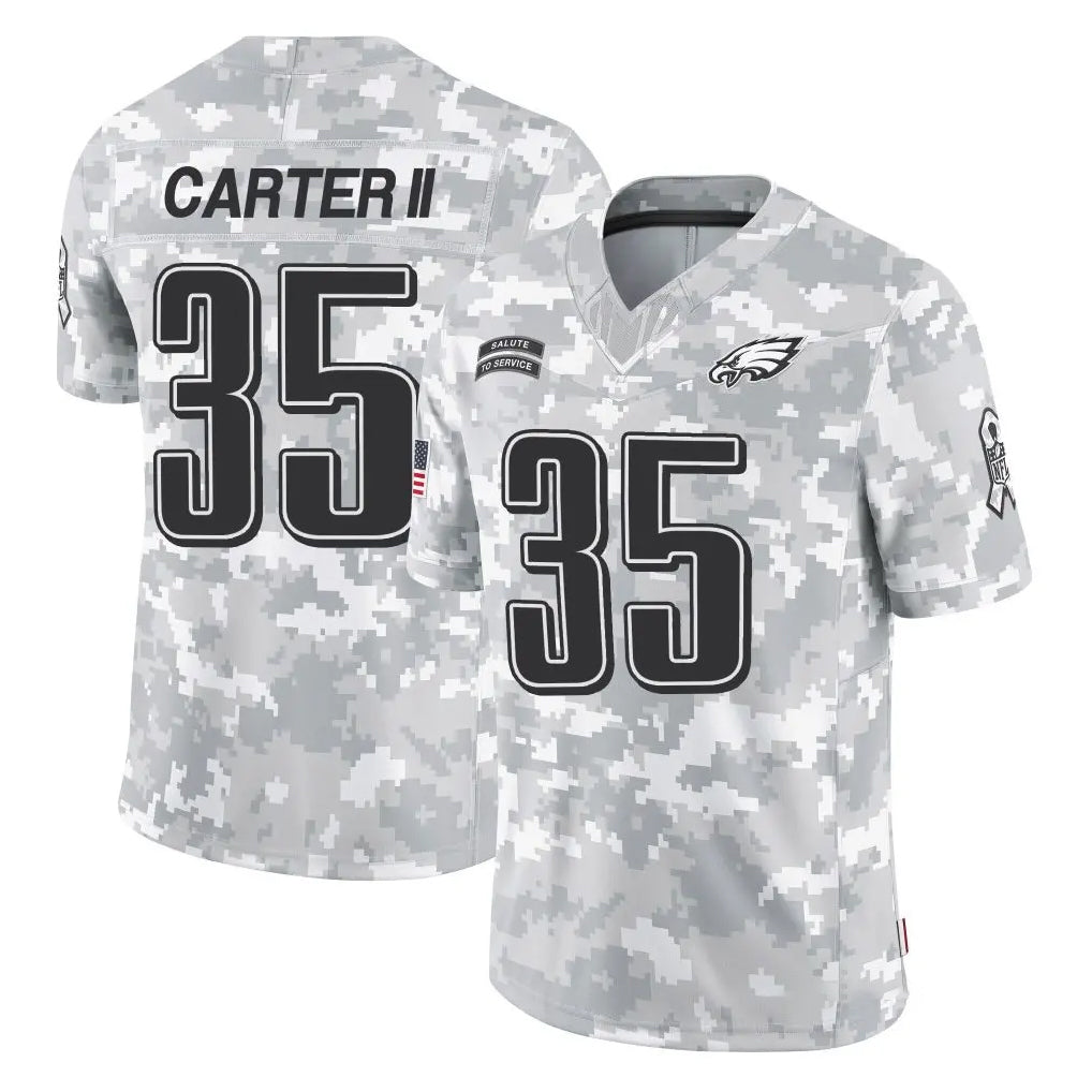 Yuxns P.Eagles #35 Michael Carter II Player Arctic Camo Salute to Service Limited Game Stitched Jerseys