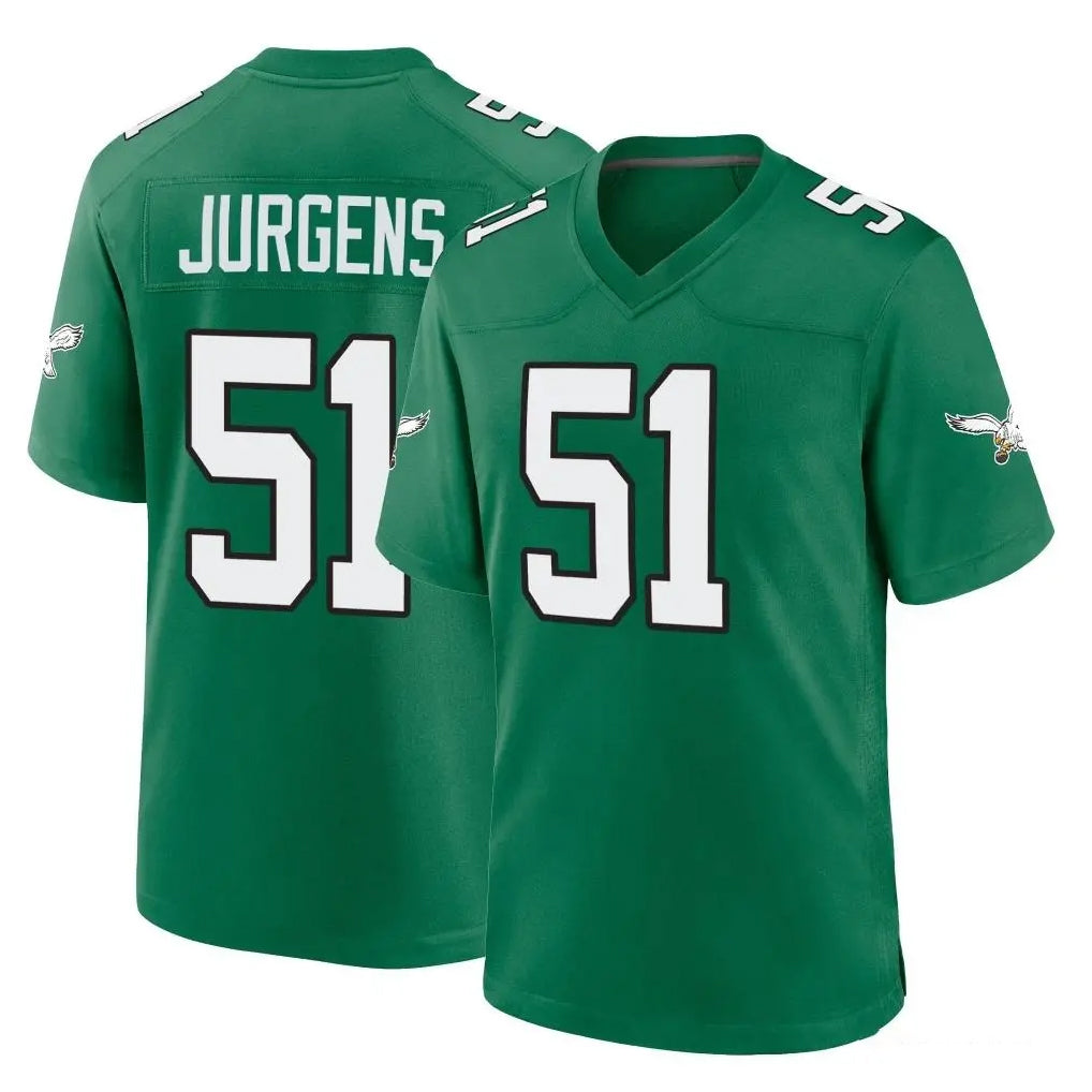 Yuxns P.Eagles #51 Cam Jurgens Player Green Kelly Alternate Home Game Stitched Jerseys