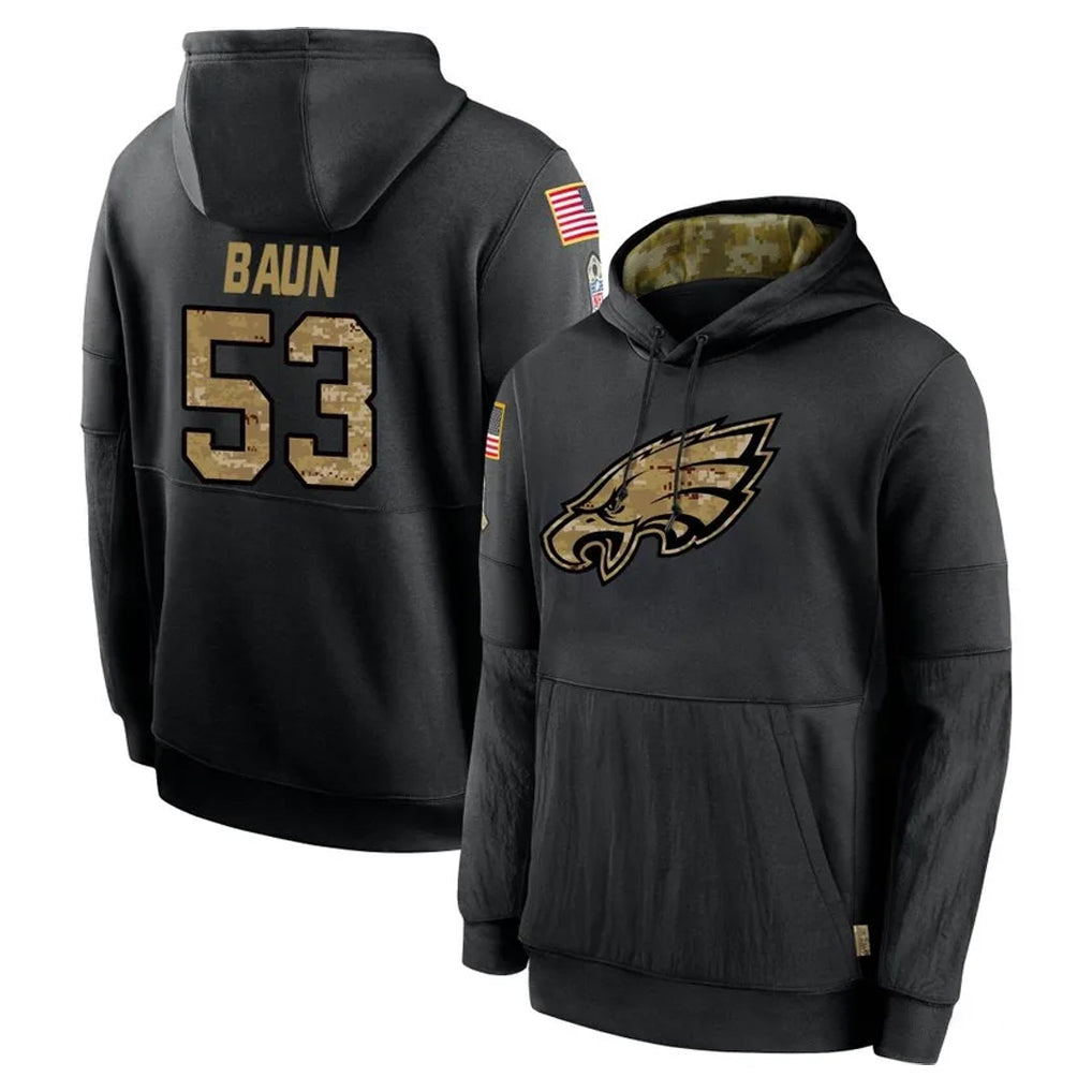 Yuxns P.Eagles #53 Zack Baun Player Black Salute to Service Hoodies Limited Game Stitched Jerseys
