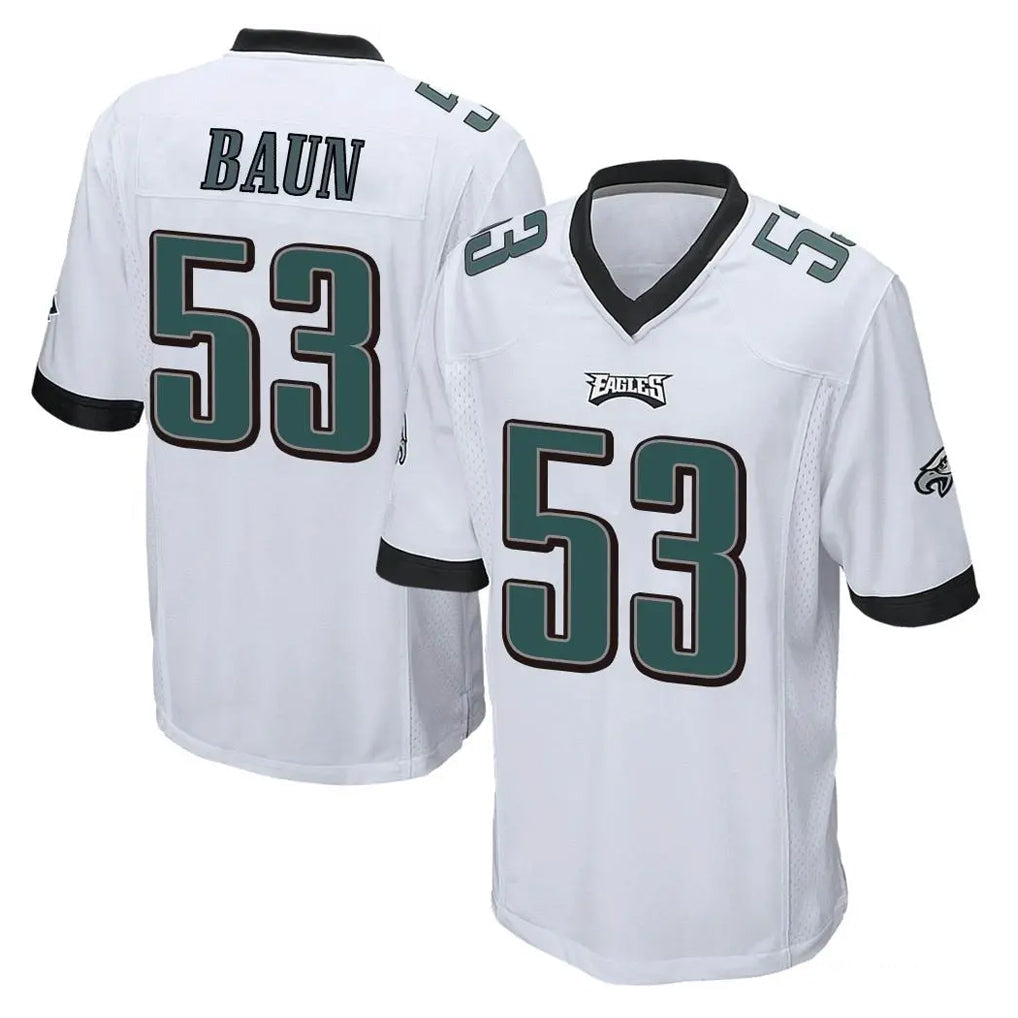 Yuxns P.Eagles #53 Zack Baun Player White Home Game Stitched Jerseys