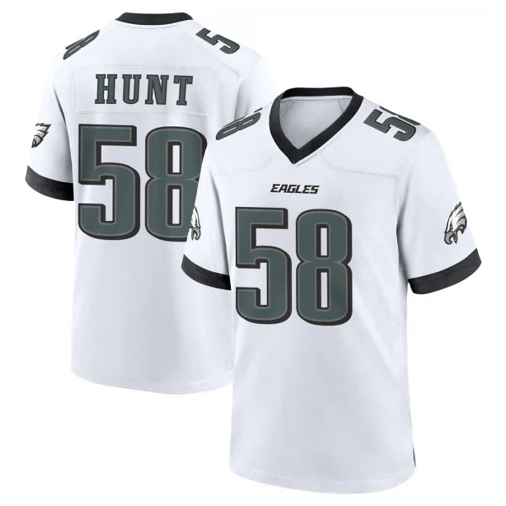 Yuxns P.Eagles #58 Jalyx Hunt Player White Game Home Stitched Jerseys