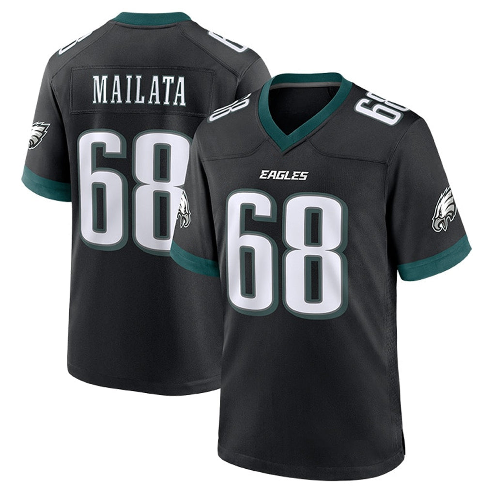 Yuxns P.Eagles #68 Jordan Mailata Player Black Game Home Stitched Jerseys