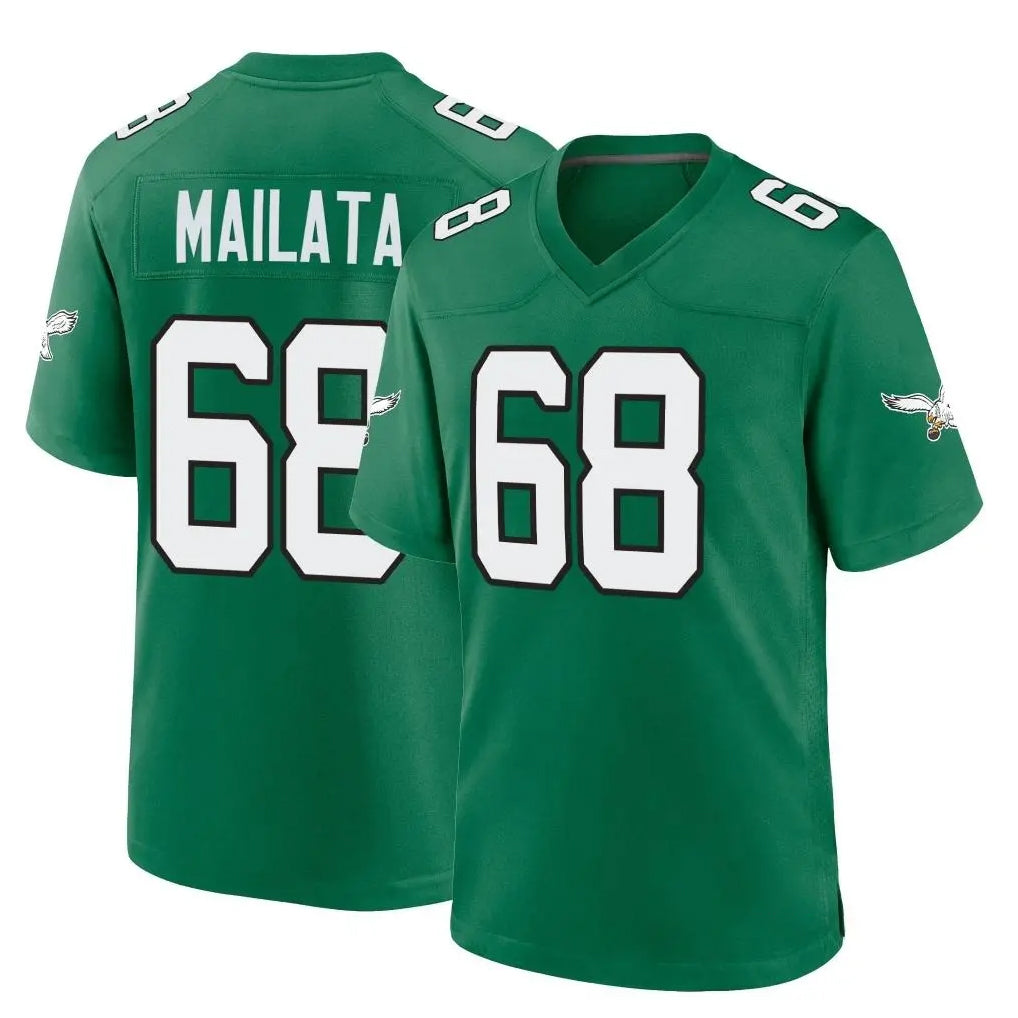 Yuxns P.Eagles #68 Jordan Mailata Player Green Kelly Alternate Home Game Stitched Jerseys
