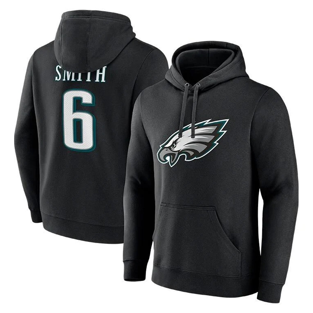 Yuxns P.Eagles #6 DeVonta Smith Player Black Pullover Hoodies Home Game Stitched Jerseys