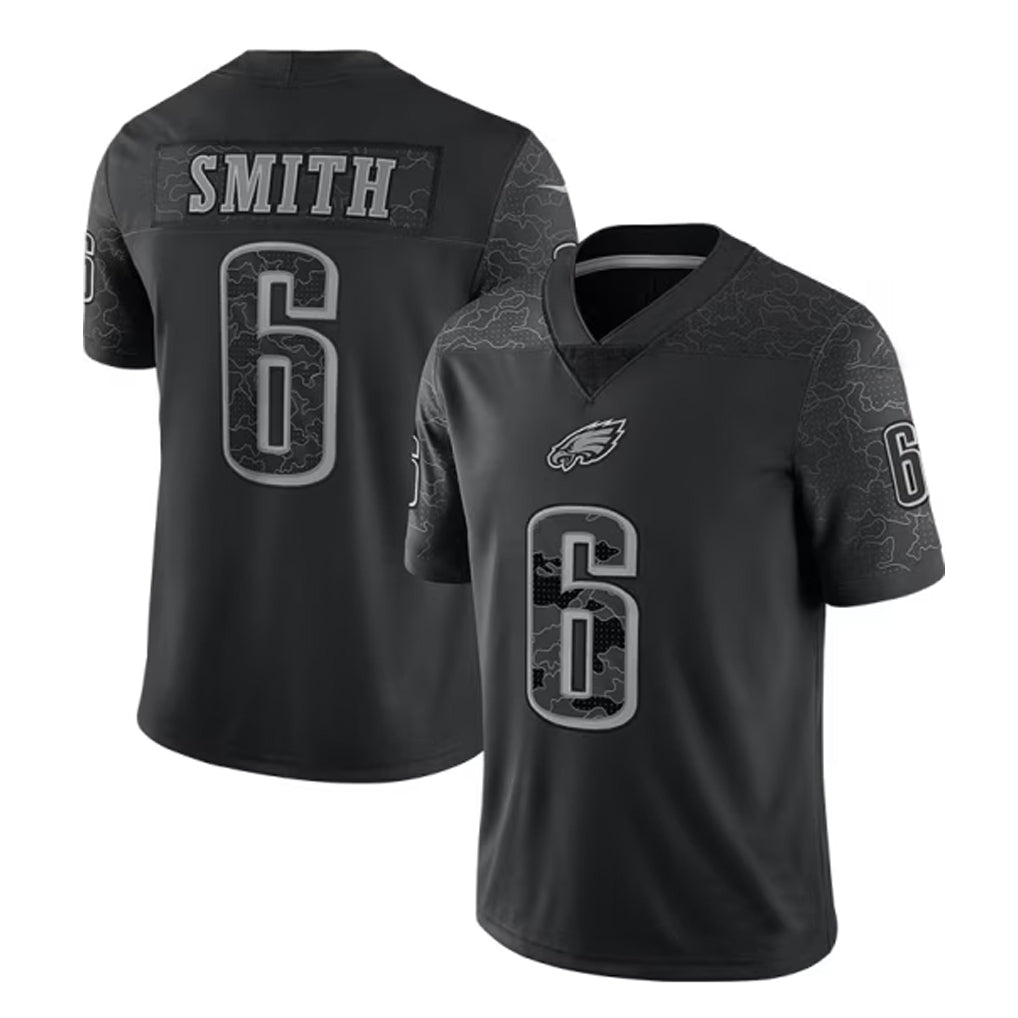 Yuxns P.Eagles #6 DeVonta Smith Player Black REFLECTIVE Limited Stitched Jerseys