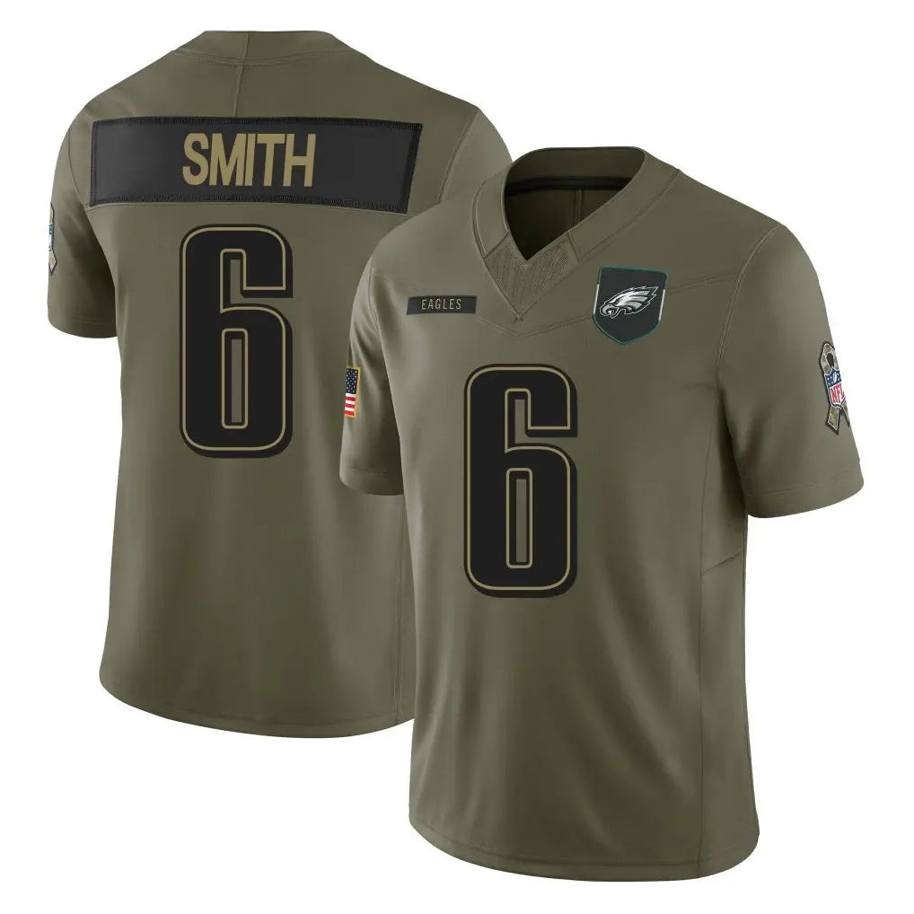 Yuxns P.Eagles #6 DeVonta Smith Player Olive 2025 Salute To Service Limited Stitched Jerseys