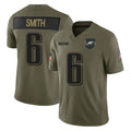 Yuxns P.Eagles #6 DeVonta Smith Player Olive 2025 Salute To Service Limited Stitched Jerseys