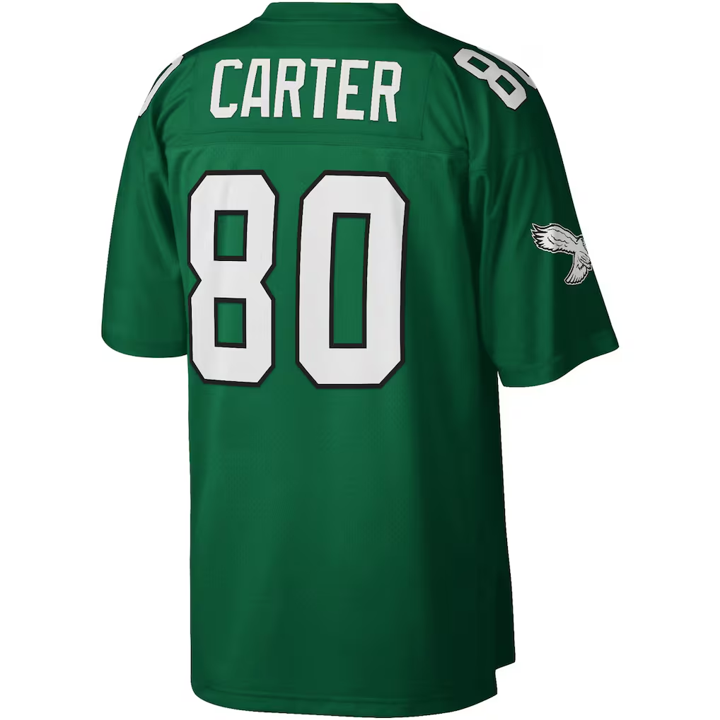 Yuxns P.Eagles #80 Cris Carter Mitchell & Ness Kelly Green Legacy Replica Stitched Jerseys