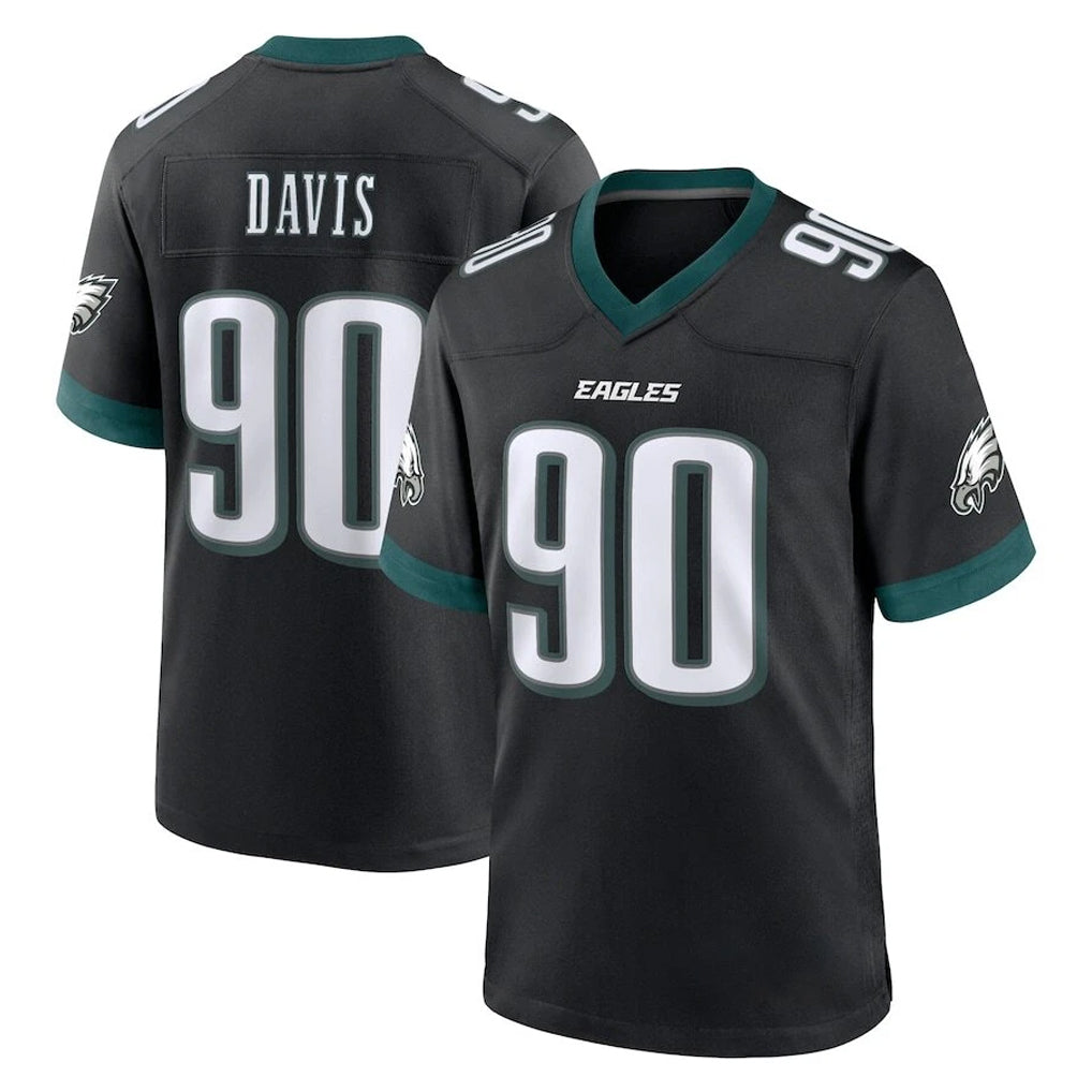 Yuxns P.Eagles #90 Jordan Davis Player Black Game Home Stitched Jerseys