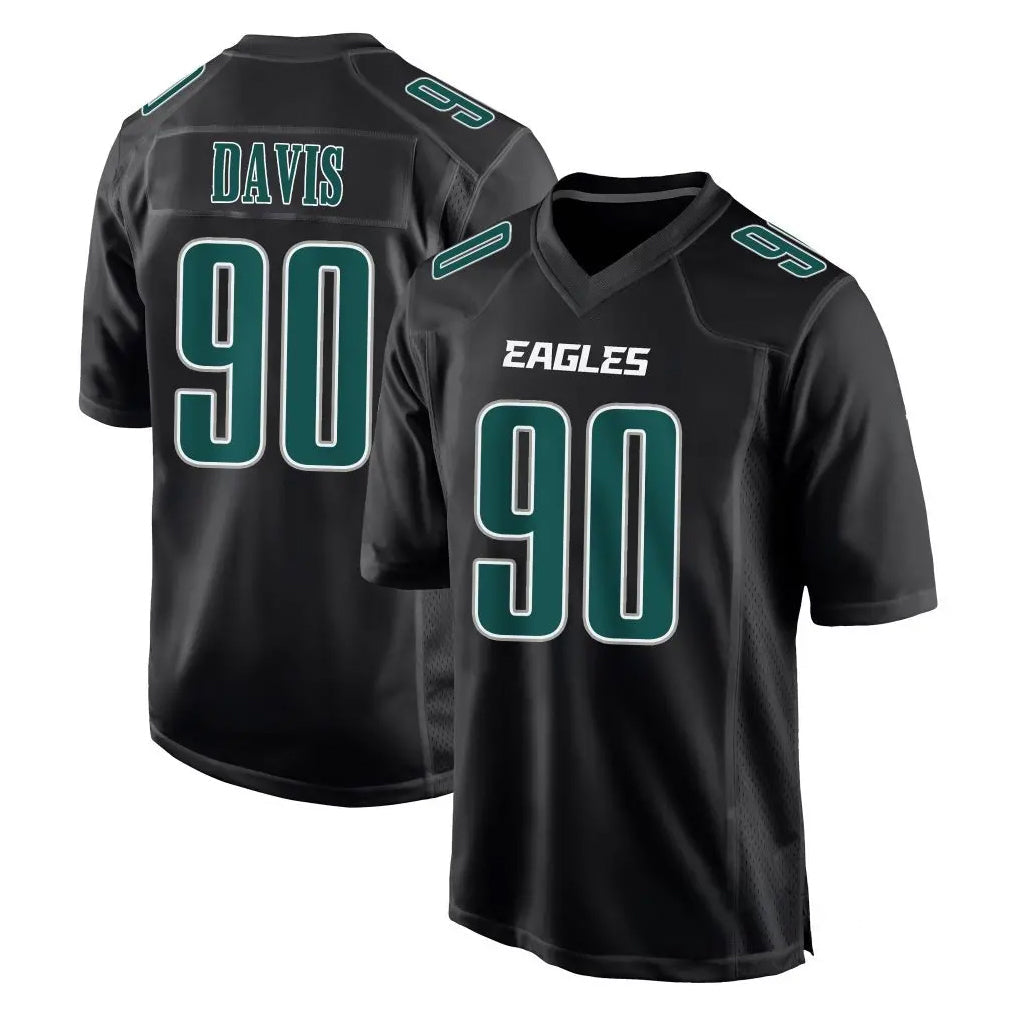 Yuxns P.Eagles #90 Jordan Davis Player Carbon Black Fashion Home Game Stitched Jerseys