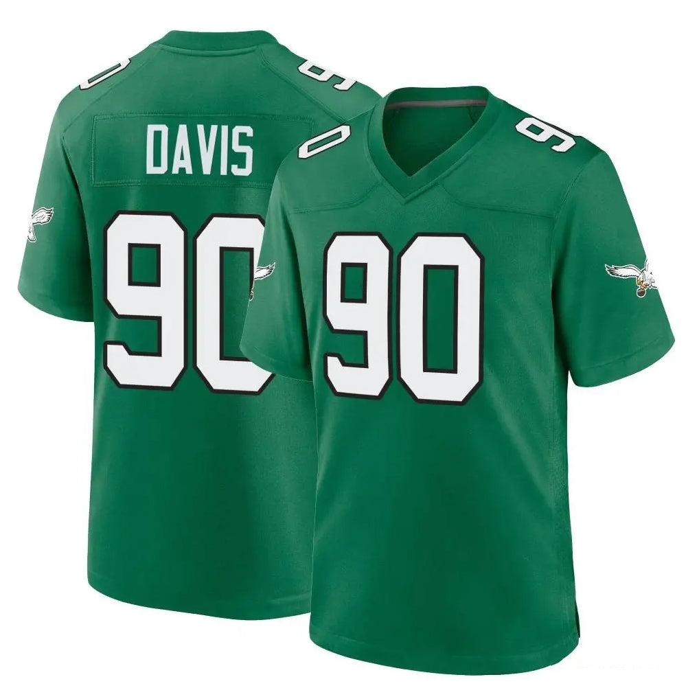 Yuxns P.Eagles #90 Jordan Davis Player Green Kelly Alternate Home Game Stitched Jerseys