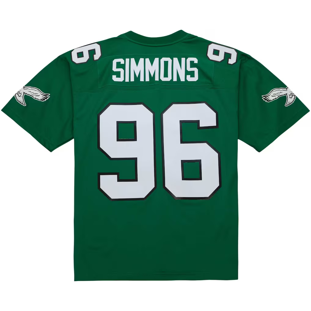 Yuxns P.Eagles #96 Clyde Simmons Mitchell & Ness Kelly Green Legacy Replica Stitched Jerseys