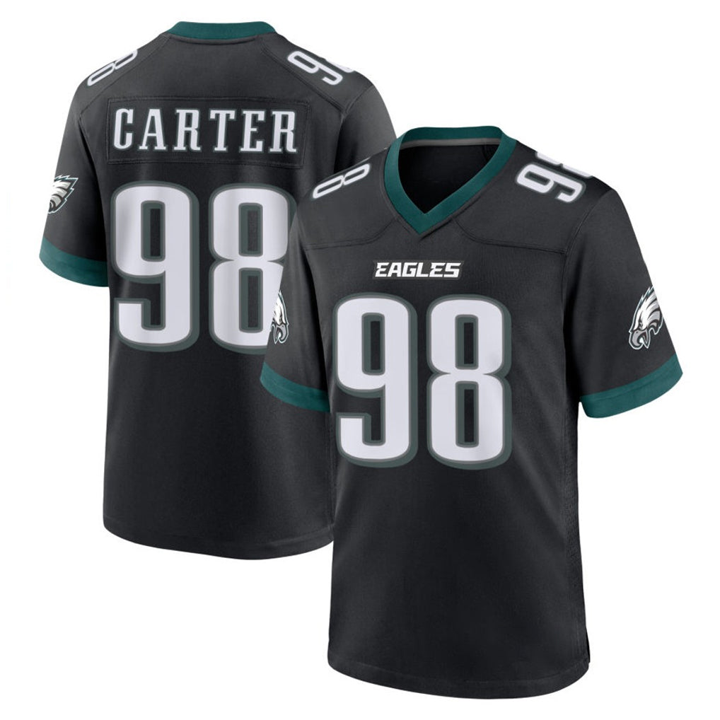 Yuxns P.Eagles #98 Jalen Carter Player Black Game Home Stitched Jerseys