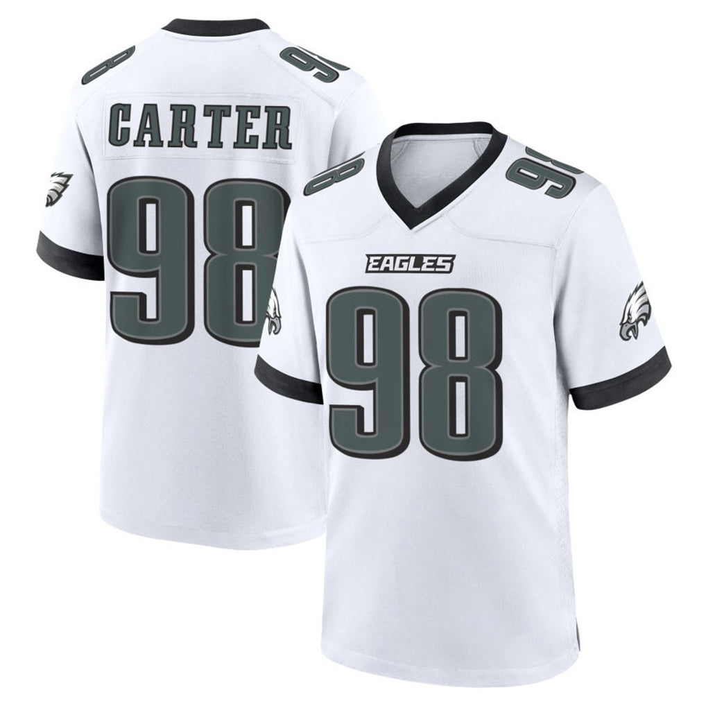 Yuxns P.Eagles #98 Jalen Carter Player White Game Home Stitched Jerseys