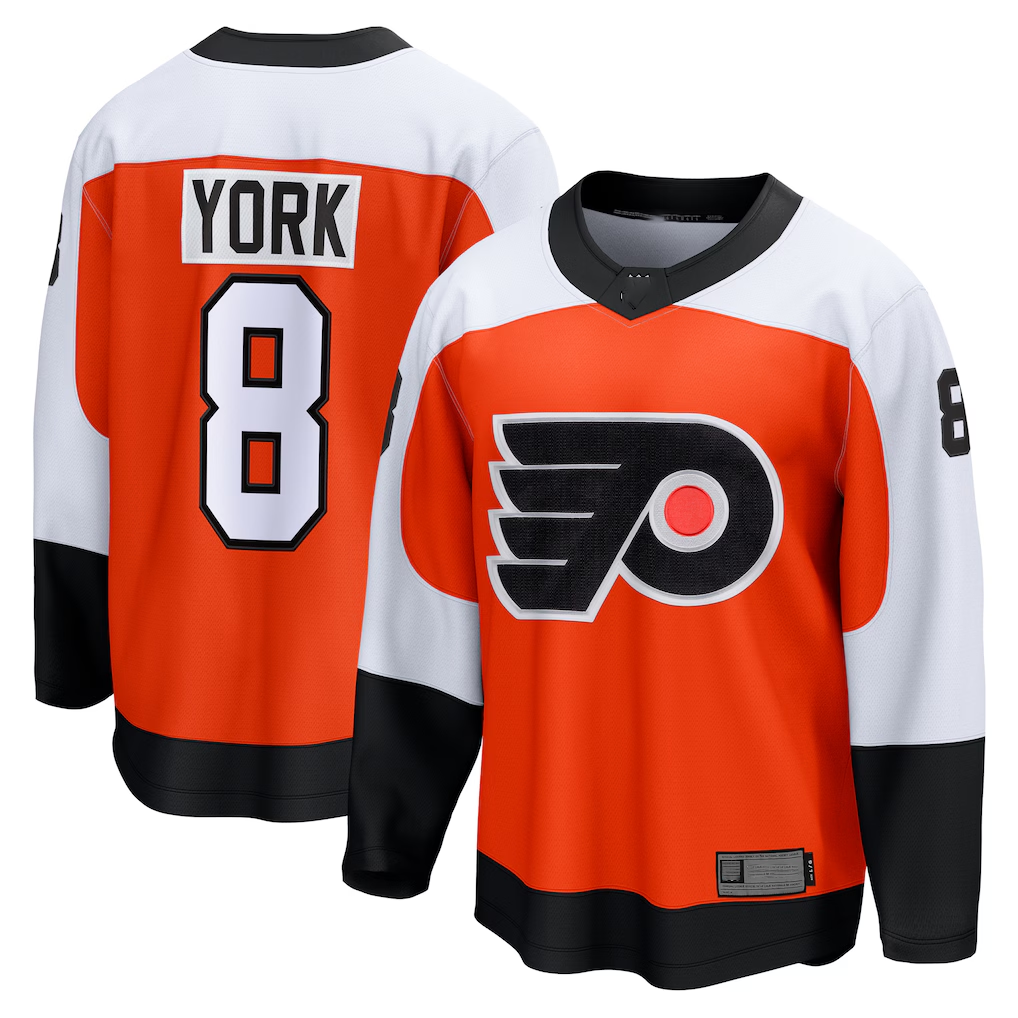 Yuxns P.Flyers #8 Cam York Orange Home Breakaway Jerseys