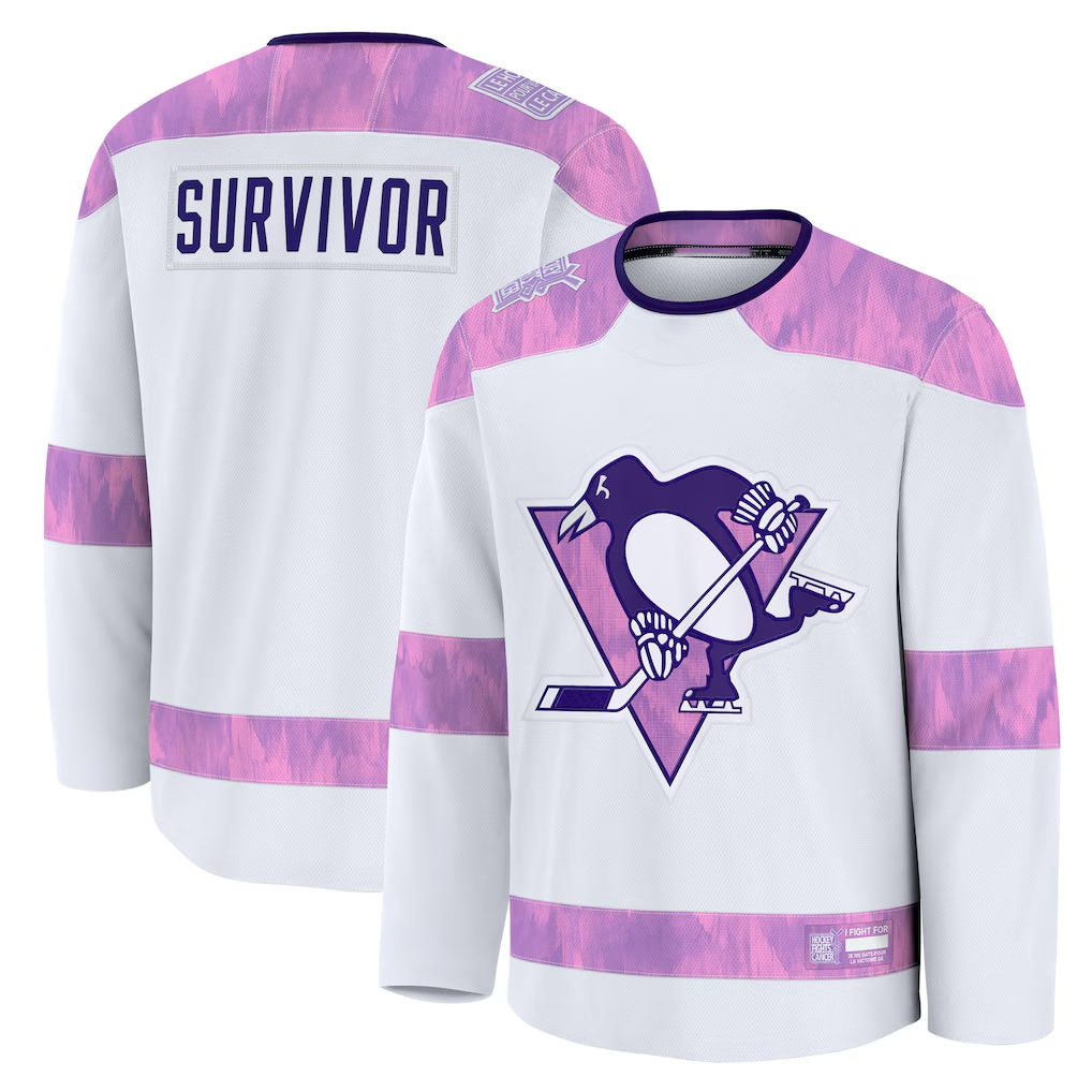 Yuxns P.Penguins White Hockey Fights Cancer Survivor Practice Jerseys