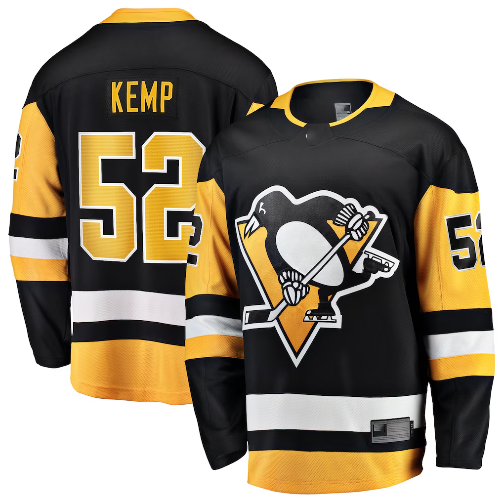 Yuxns P.Penguins #52 Philip Kemp Black Home Breakaway Jerseys