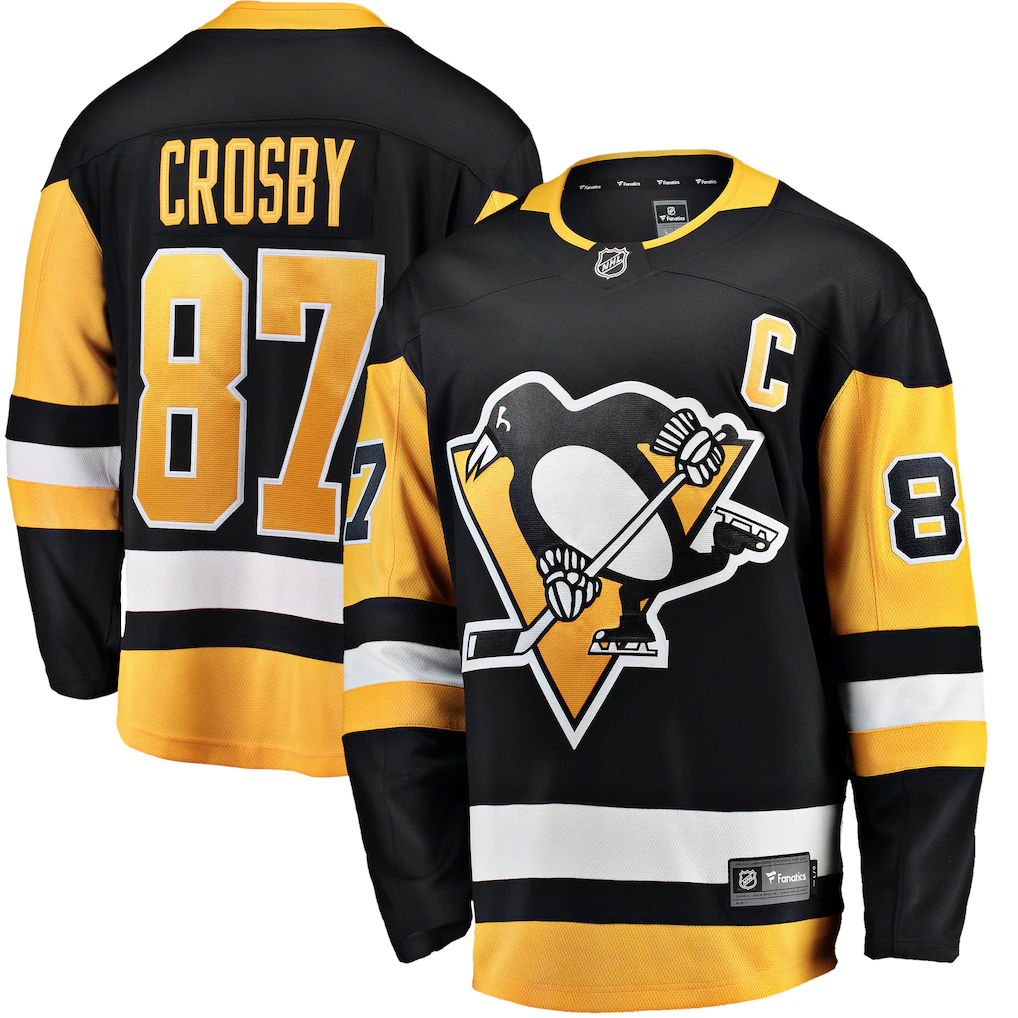 Yuxns P.Penguins #87 Sidney Crosby Black Captain Patch Home Breakaway Jerseys