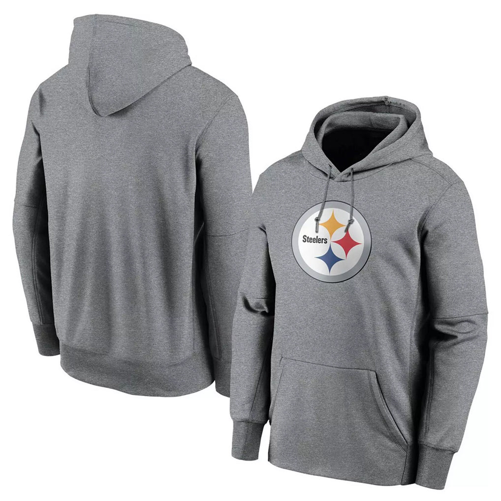 Yuxns P.Steelers Gray LOGO Pullover Hoodies Limited Blank Player Stitched Jerseys