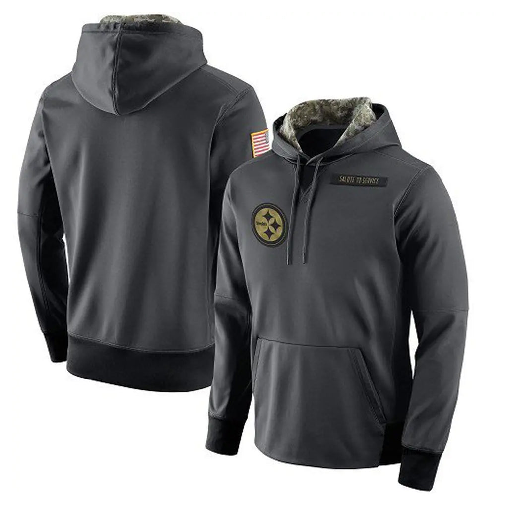 Yuxns P.Steelers Gray Pullover Hoodies Limited Blank Player Stitched Jerseys