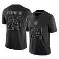 Yuxns P.Steelers #24 Joey Porter Jr. Player Black Reflective Limited Home Game Stitched Jerseys