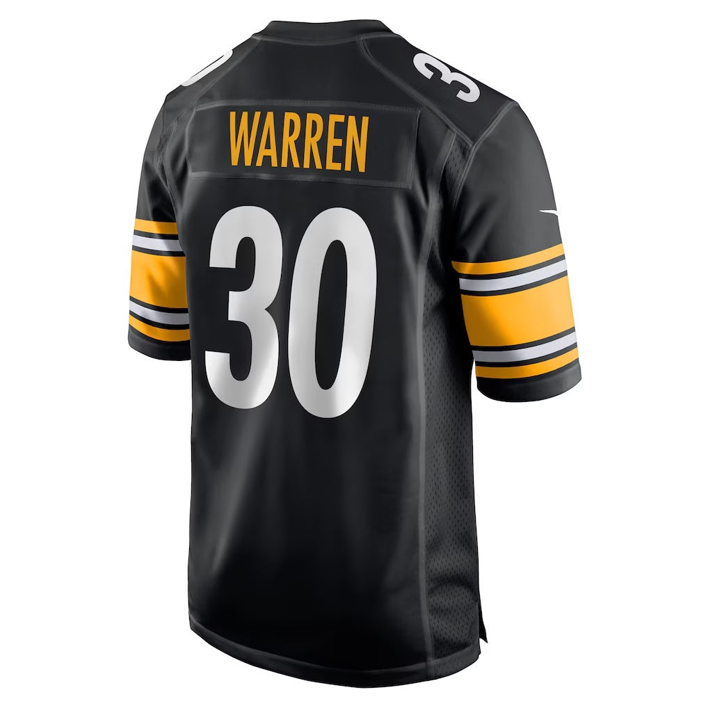 Yuxns P.Steelers #30 Jaylen Warren Black Game Player Stitched Jerseys