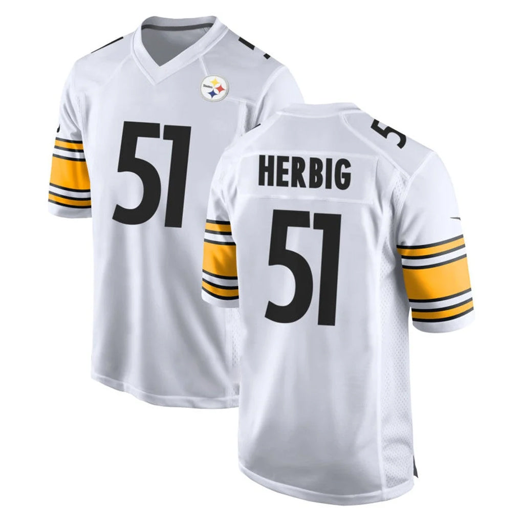 Yuxns P.Steelers #51 Nick Herbig Player White Home Game Stitched Jerseys