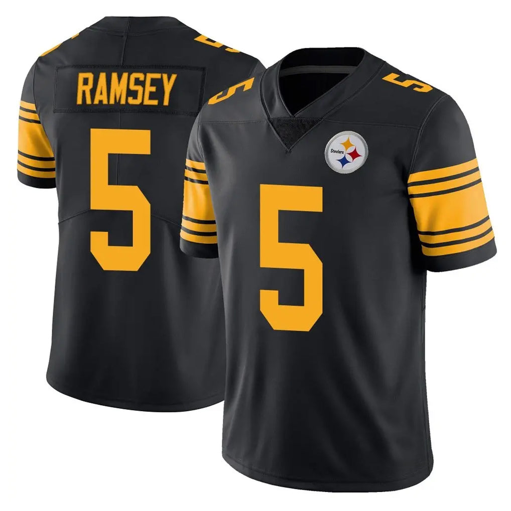 Yuxns P.Steelers #5 Jalen Ramsey Player Black Limited Color Rush Home Game Stitched Jerseys