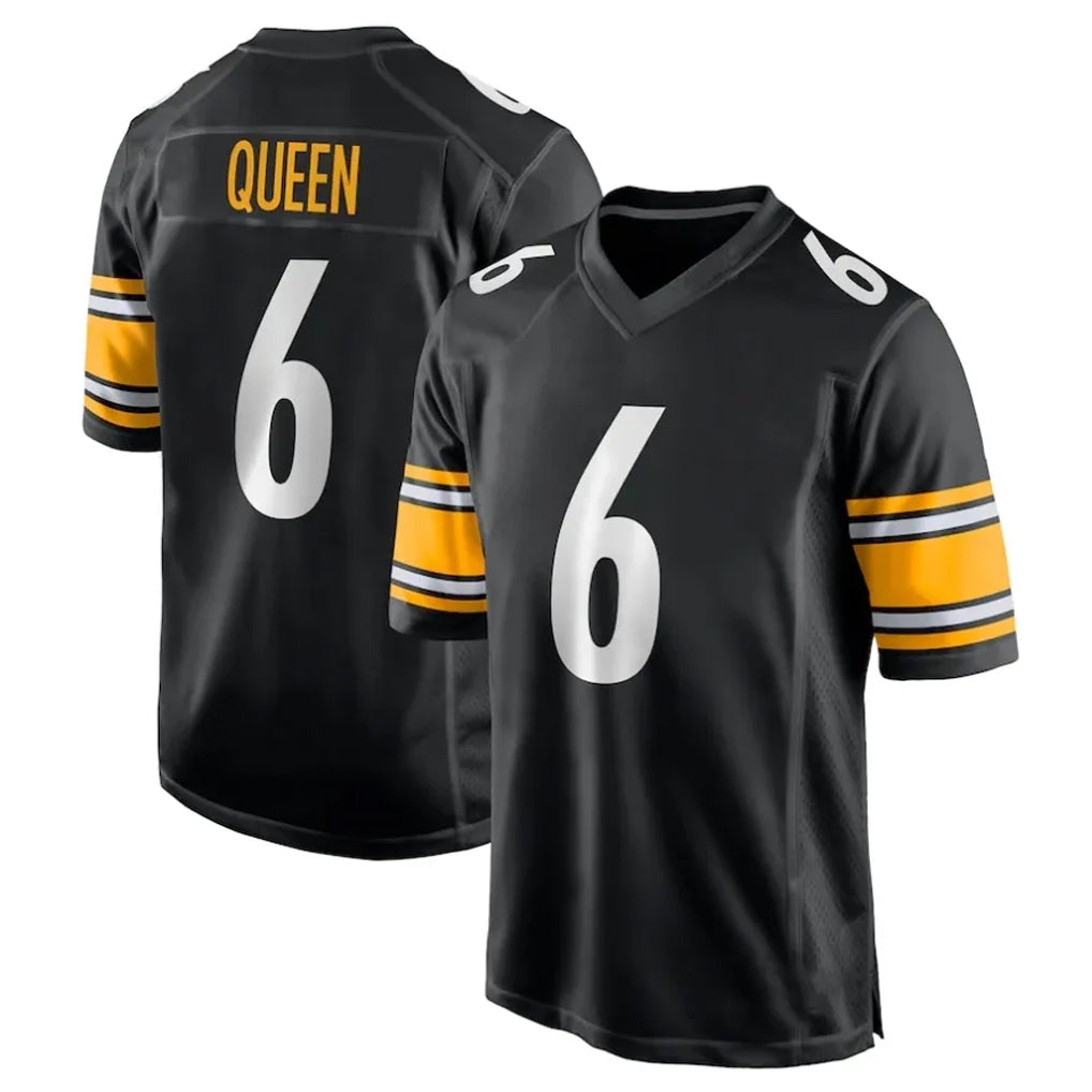 Yuxns P.Steelers #6 Patrick Queen Player Black Home Game Stitched Jerseys
