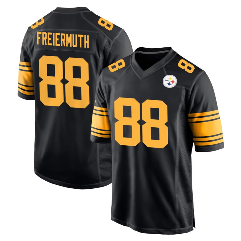 Yuxns P.Steelers #88 Pat Freiermuth Player Black Color Rush Home Game Stitched Jerseys